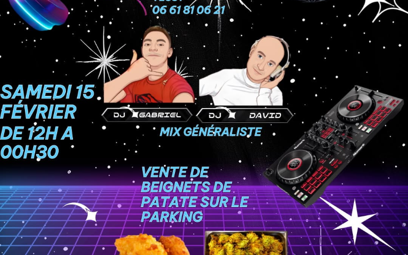 Dj et Beignet de patate - Samedi 15 février de 12h à 00h30 !