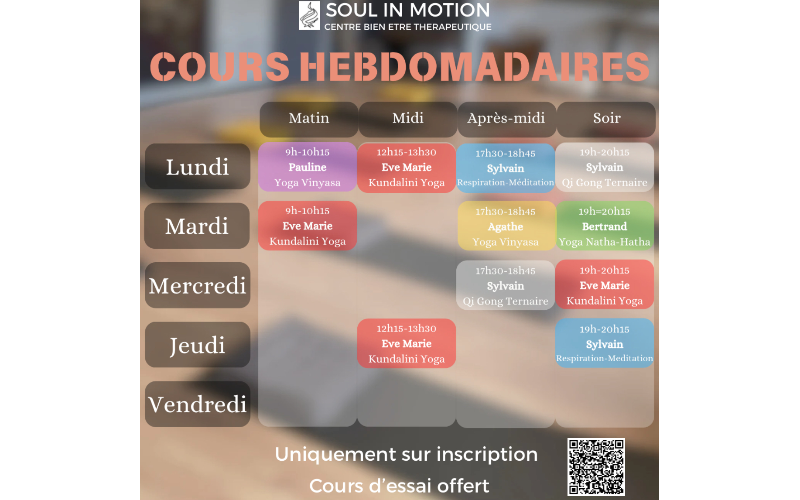 Cours hebdomadaires