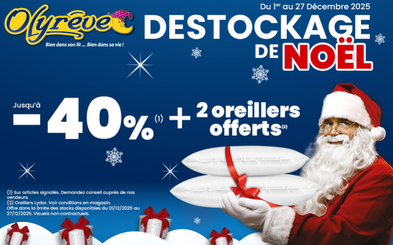 🎄 DESTOCKAGE DE NOËL Jusqu’à -40 % sur la literie !